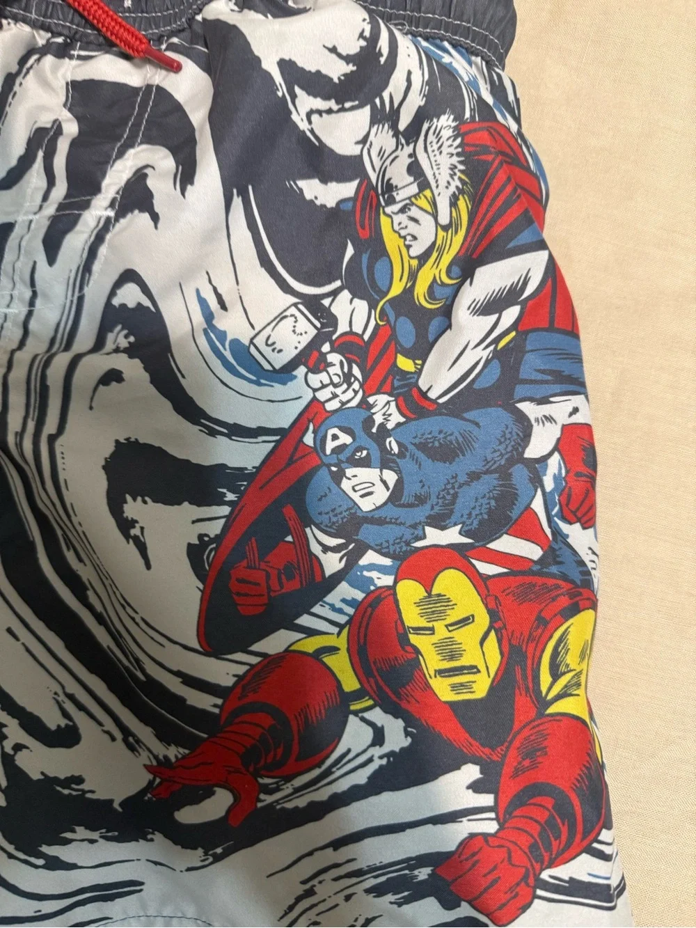 Boys Swim Trunks - Marvel Graphic - Navy/Blue/Red. Size 7